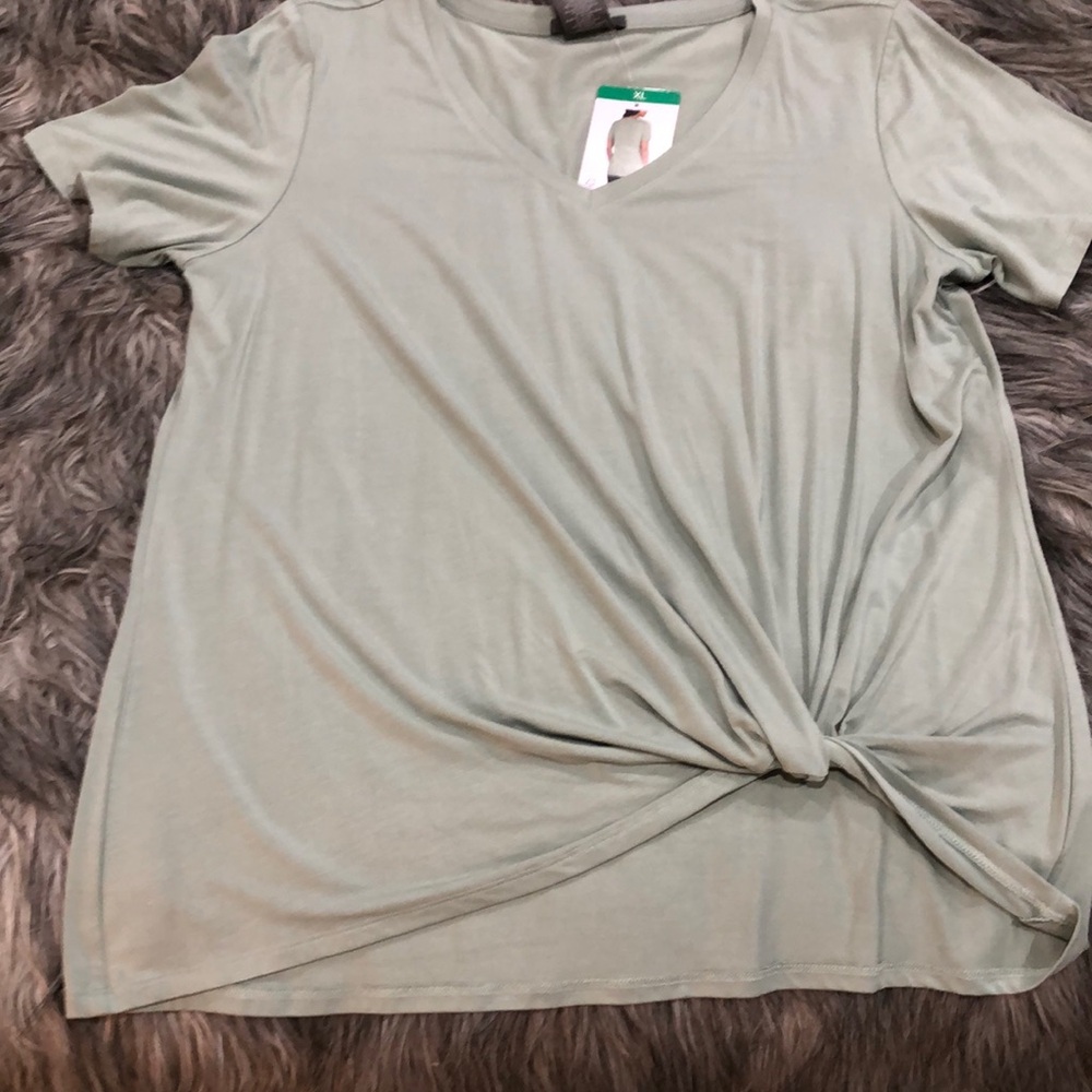 Matty M Women's Sage Green Knot Front Top